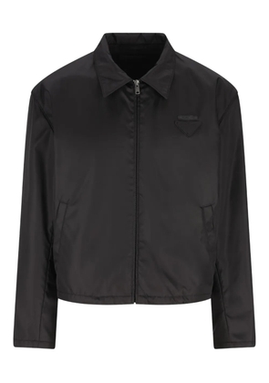 Prada logo-plaque cropped jacket - Black