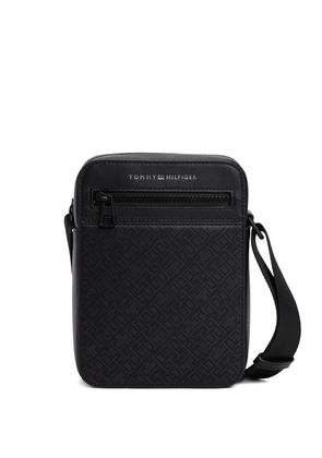 Tommy Hilfiger zipped perforated messenger bag - Black