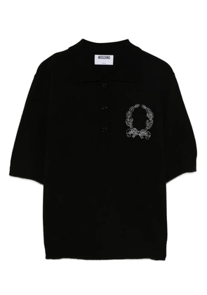 Moschino embroidered-logo polo shirt - Black