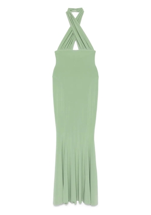 Norma Kamali cross-halter fishtail gown - Green