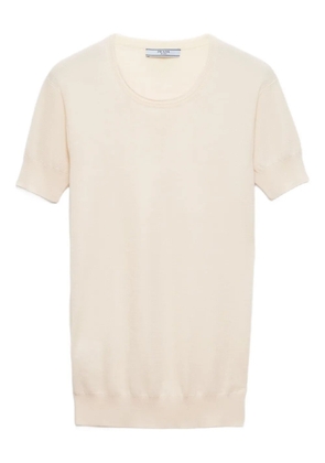 Prada triangle-logo short-sleeve sweater - Neutrals