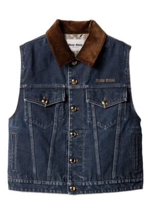 Miu Miu corduroy-collar denim vest - Blue
