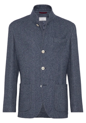 Brunello Cucinelli water-resistant herringbone jacket - Blue
