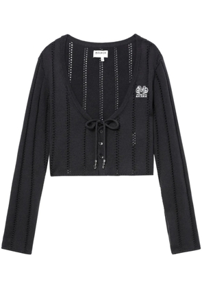 Musium Div. logo-embroidered cropped cardigan - Black