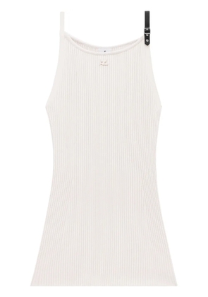 Courrèges buckle-strap ribbed-knit dress - Neutrals