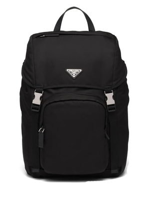 Prada logo-plaque multi-pocket backpack - Black