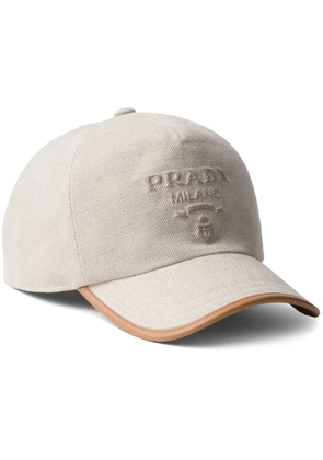 Prada logo-embossed cotton cap - Neutrals