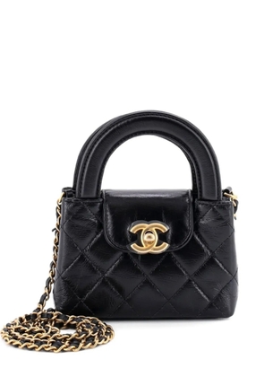 CHANEL Pre-Owned Kelly Top Handle Shopping Bag Quilted Shiny Aged Calfskin Nano crossbody bag - Black