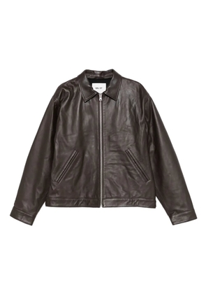 NN07 zip-front welt-pocket leather jacket - Brown