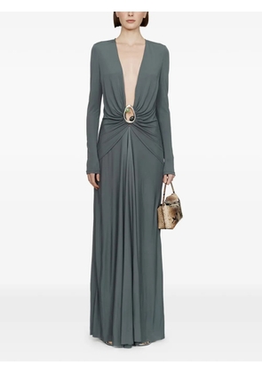 Christopher Esber Orica Crystal Ruched V-neck dress - Grey