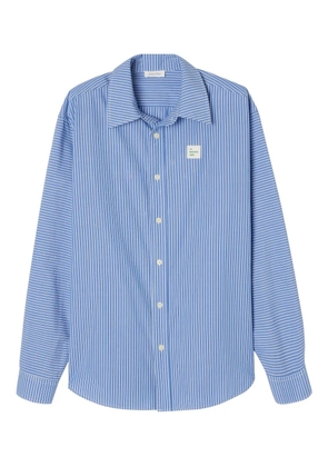 American Vintage Zatybay striped logo-patch shirt - Blue