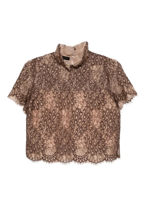 SHIATZY CHEN Scape-of-Curve lace-print top - Brown