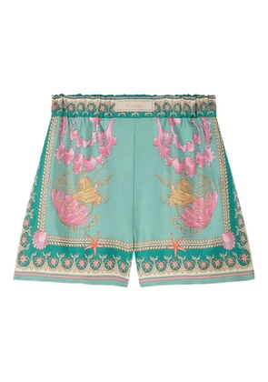Versace Underwater Barocco silk shorts - Green