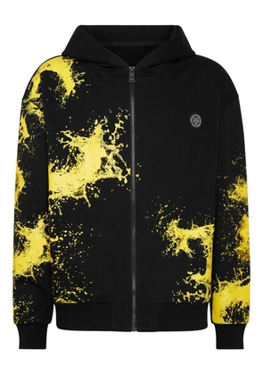 Plein Sport Splash-print zip hoodie - Black