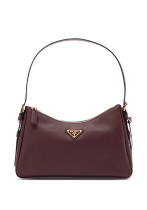 Prada enamel triangle logo tote bag - Red