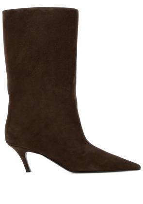 Amina Muaddi Fiona slanted-heel boots - Brown