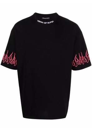 Vision Of Super flames-print cotton T-shirt - Black