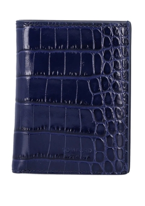 TOM FORD crocodile-effect cardholder - Blue