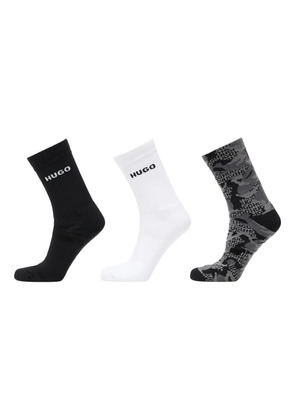 HUGO logo rib-knit socks (pack of three) - Black