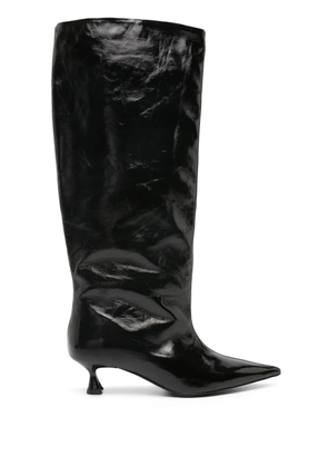 GANNI 45mm knee-high mid-heel boots - Black