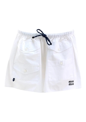 Miu Miu patch-pocket drawstring mini skirt - White