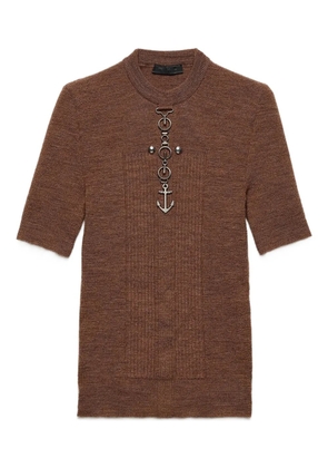 Prada anchor-detail ribbed knit sweater - Brown