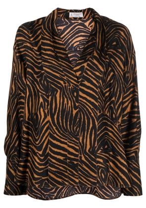 Alberto Biani animal-print silk blouse - Brown
