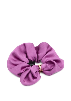 Saint Laurent twisted cassandre ring-detail silk scrunchie - Purple