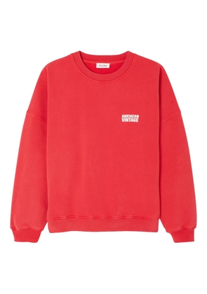 American Vintage Plizzy logo-patch crew-neck sweatshirt - Red
