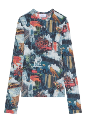 Off-White urban print long-sleeve top - Blue