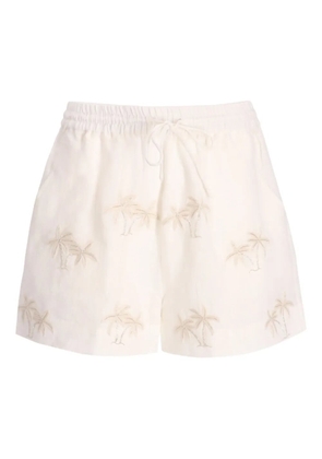 Benaras By Citrus palm-tree linen shorts - White