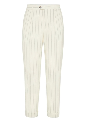 Brunello Cucinelli striped trousers - White