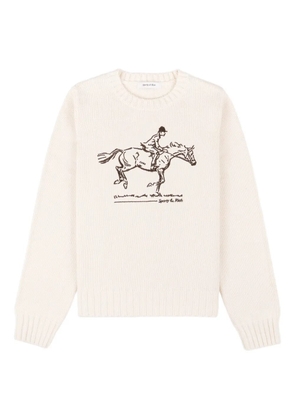 Sporty & Rich equestrian graphic crew-neck sweater - Neutrals