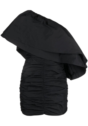 ROTATE BIRGER CHRISTENSEN Taft pleated one-shoulder minidress - Black