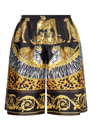 Versace tiger leopard-print silk shorts - Black