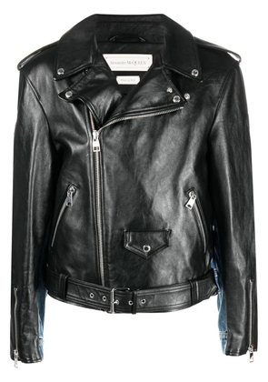 Alexander McQueen panelled biker jacket - Black