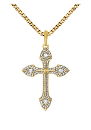 David Yurman 18kt yellow gold Gothic Cross diamond amulet (36.5mm)