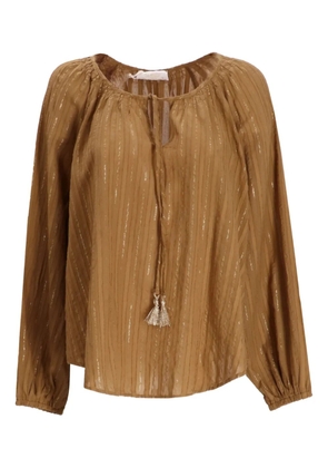 Devotion Magic metallic-striped blouse - Brown