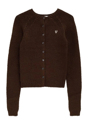 Acne Studios heart-embroidered buttoned cardigan - Brown