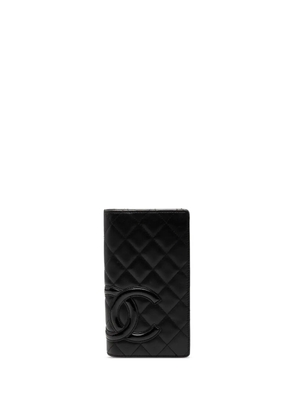CHANEL Pre-Owned 2009-2010 Quilted Lambskin Cambon Ligne Bifold Wallet long wallets - Black