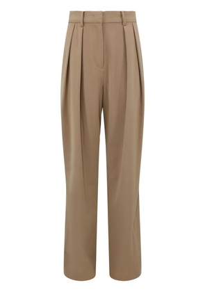 STAUD Luisa pleated wide-leg trousers - Brown