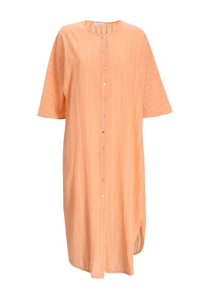 Devotion metallic-striped button midi dress - Orange