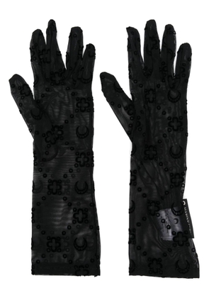 Marine Serre flocked-monogram gloves - Black