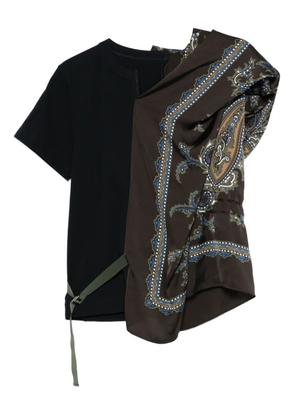 sacai paisley-print panel top - 212 BLACK