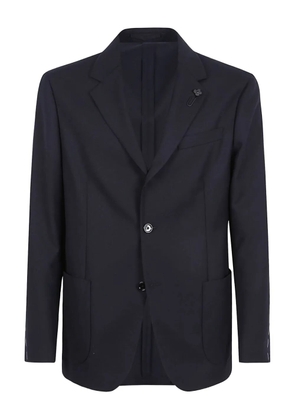 Lardini flower clip-detail wool blazer - Blue