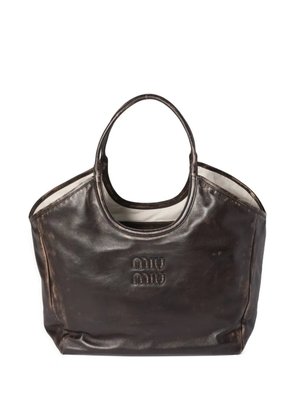 Miu Miu Ivy leather logo tote bag - Brown
