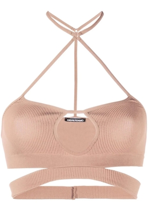 ANDREĀDAMO ribbed-knit halterneck bralette - Neutrals