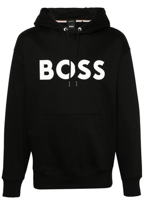 BOSS logo-print cotton hoodie - Black