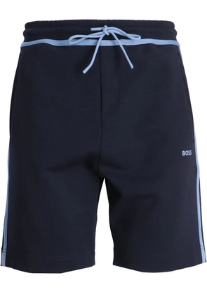 BOSS logo-print drawstring-waist shorts - Blue