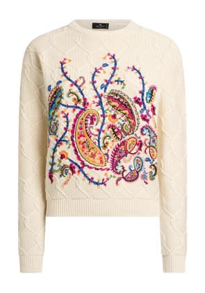 ETRO floral embroidered sweater - Neutrals